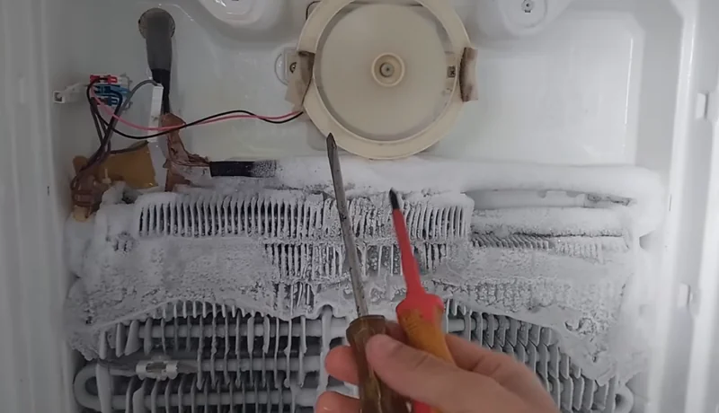 Ice buildup cleared from a freezer during an ice maker repair in Spartanburg SC