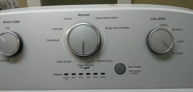 Repaired washing machine control panel after an in-home washer repair in Spartanburg South Carolina