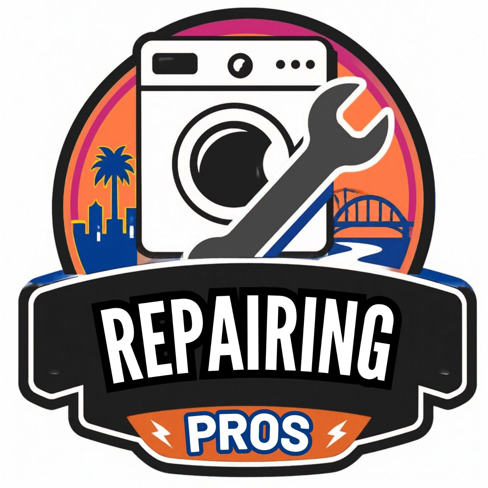 An image with washing machine and a tool in spartanburg with text repairing pros